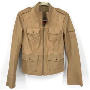 Tory Burch Shrunken Sgt. Pepper tan leather jacket